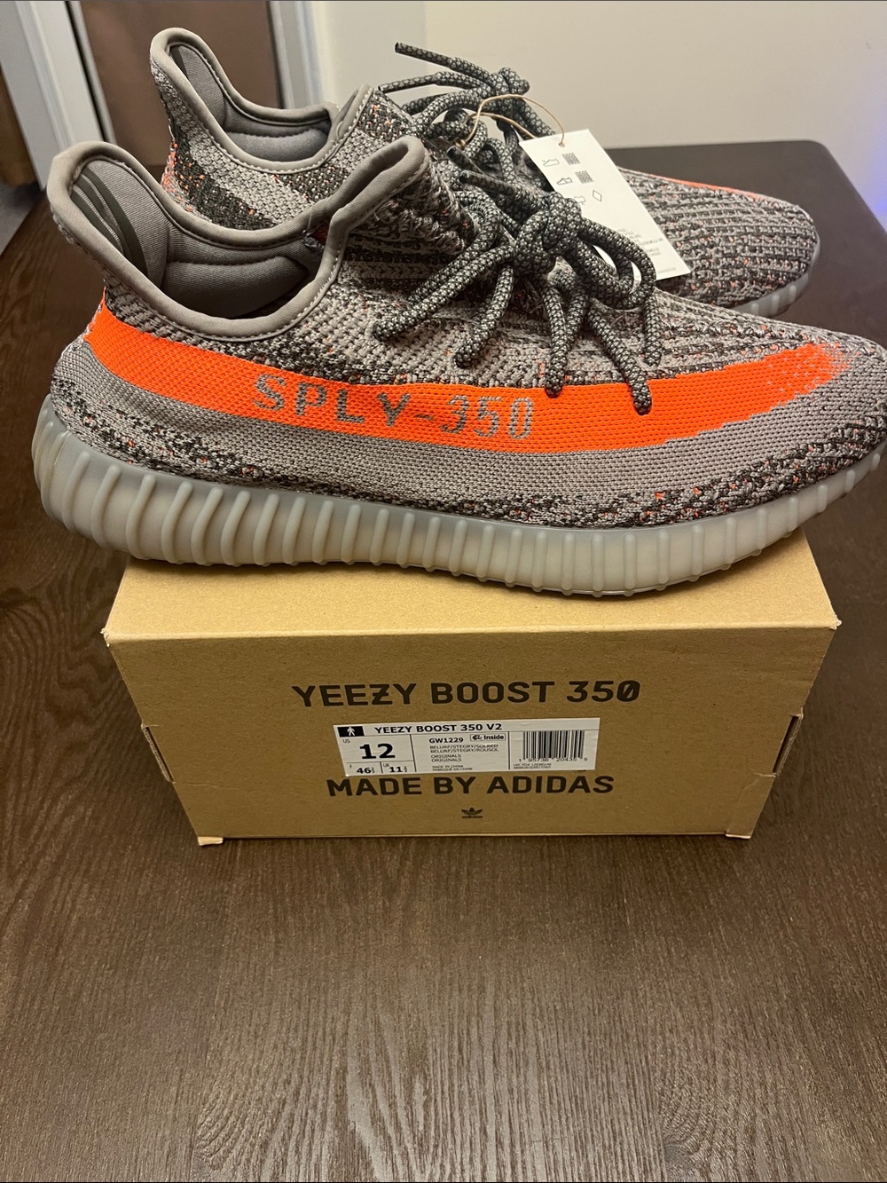 adidas Yeezy Boost 350 V2 Grey with Bright Orange Stripe